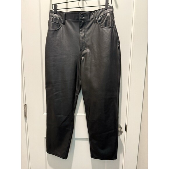 Abercrombie & Fitch The Ankle Straight Ultra High Rise Faux Leather Pants 31 12 - Picture 2 of 4